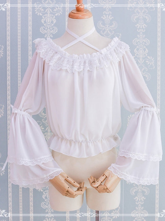 Cross Strap Frill Sleeve Blouse EIY0015