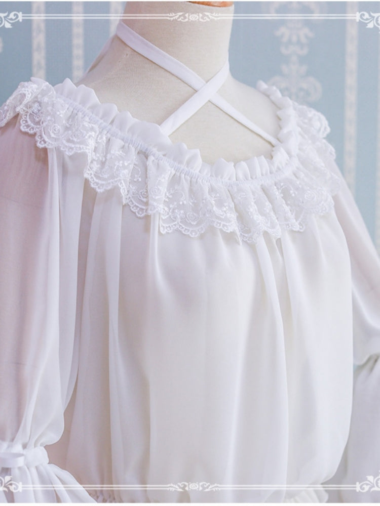 Cross Strap Frill Sleeve Blouse EIY0015