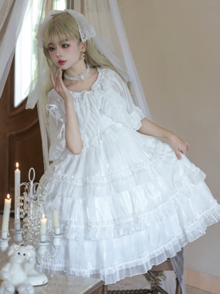 Wedding Style White Frill Tiered Lolita Dress EIY0018