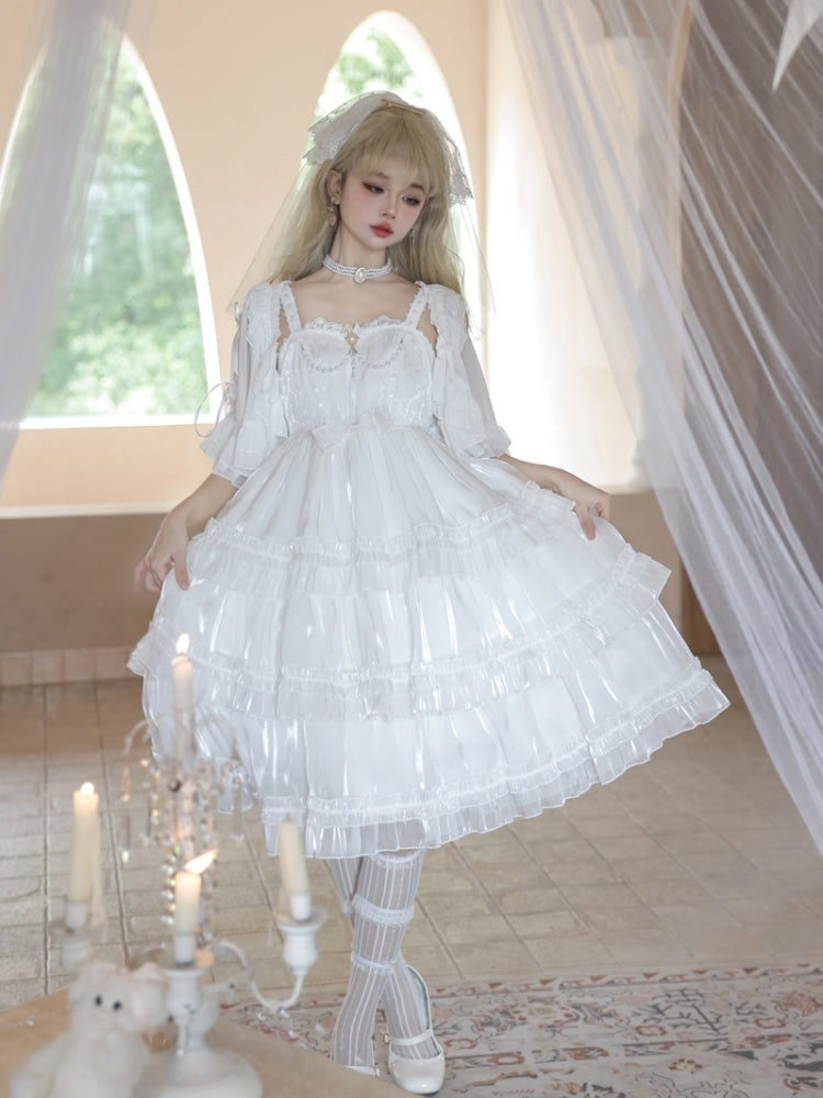 Wedding Style White Frill Tiered Lolita Dress EIY0018