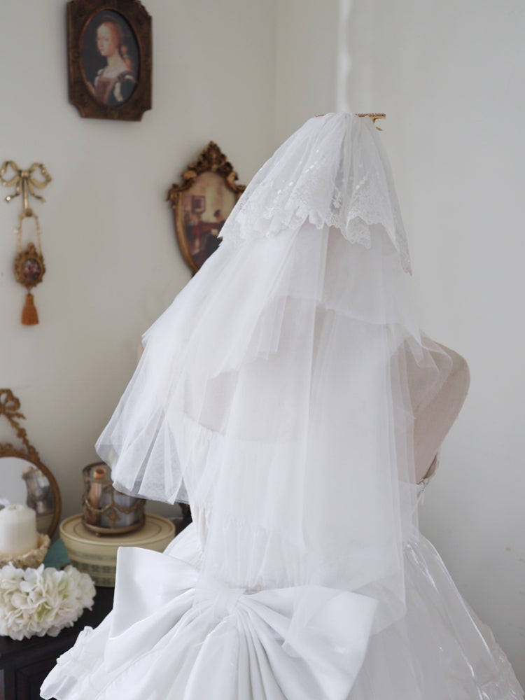 Wedding Style White Frill Tiered Lolita Dress EIY0018