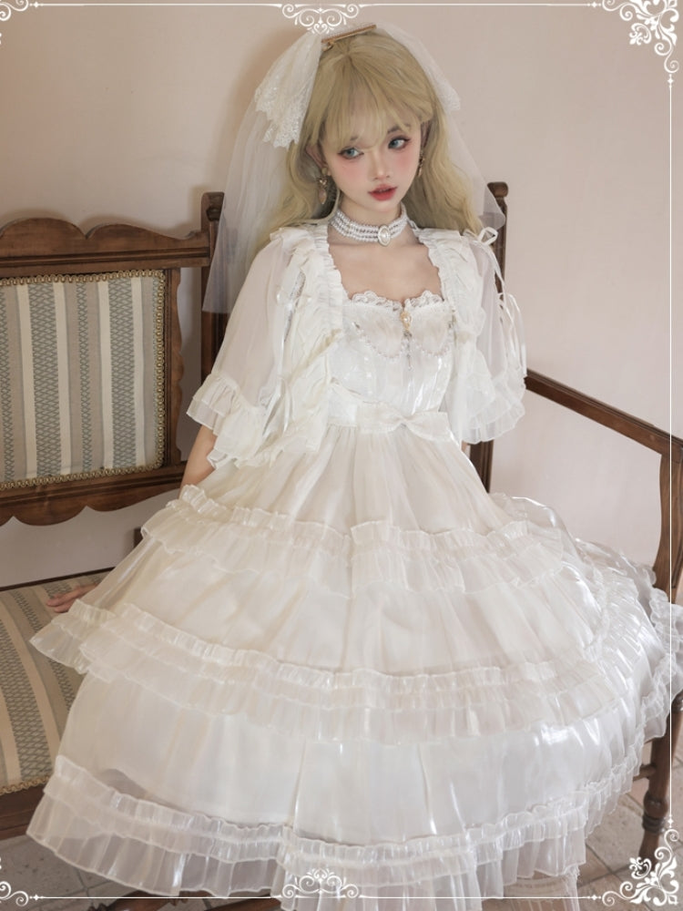 Wedding Style White Frill Tiered Lolita Dress EIY0018