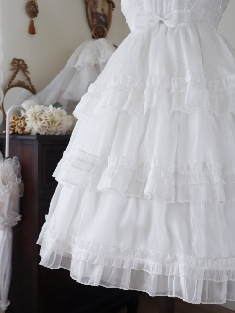 Wedding Style White Frill Tiered Lolita Dress EIY0018