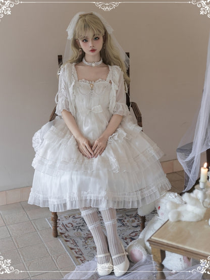 Wedding Style White Frill Tiered Lolita Dress EIY0018