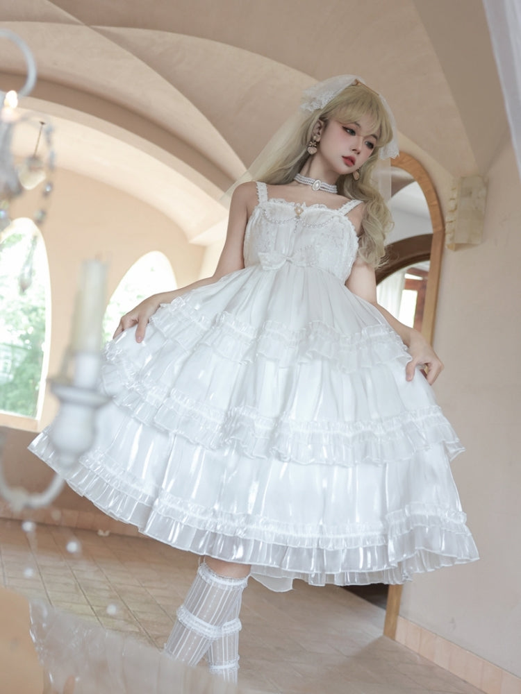 Wedding Style White Frill Tiered Lolita Dress EIY0018