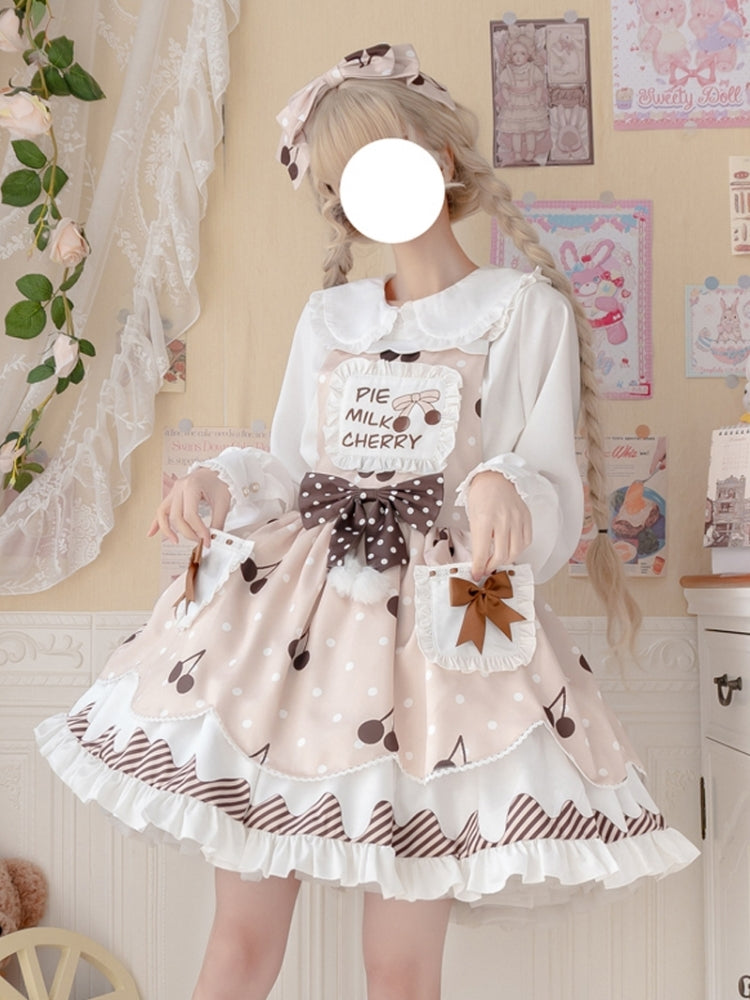 Cherry Print Brown Lolita Dress EIY0019