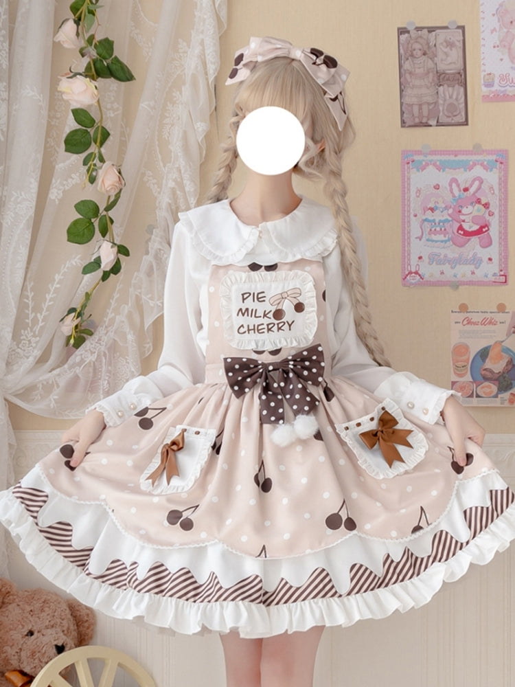 Cherry Print Brown Lolita Dress EIY0019