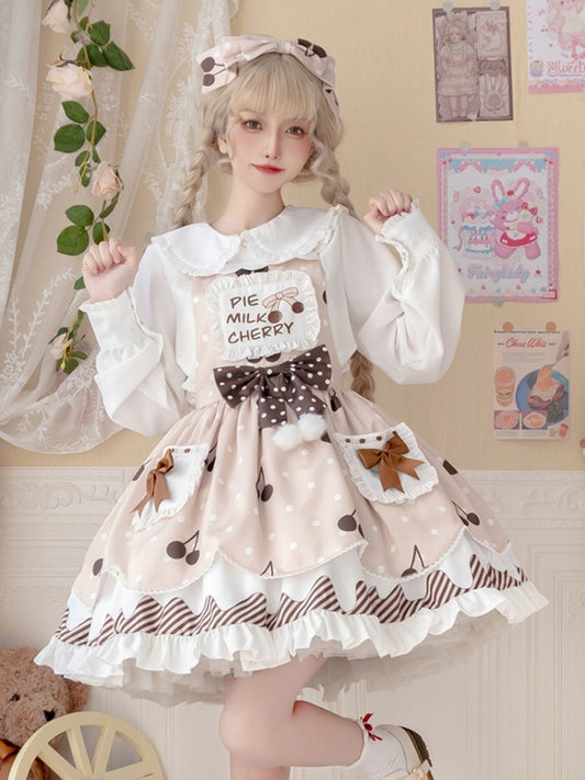 Cherry Print Brown Lolita Dress EIY0019