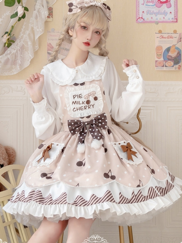 Cherry Print Brown Lolita Dress EIY0019