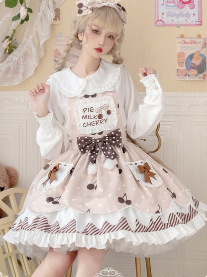 Cherry Print Brown Lolita Dress EIY0019