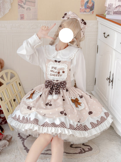 Cherry Print Brown Lolita Dress EIY0019