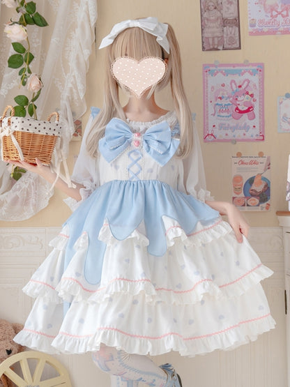 White Peach Mousse Lolita Tiered Dress EIY0022