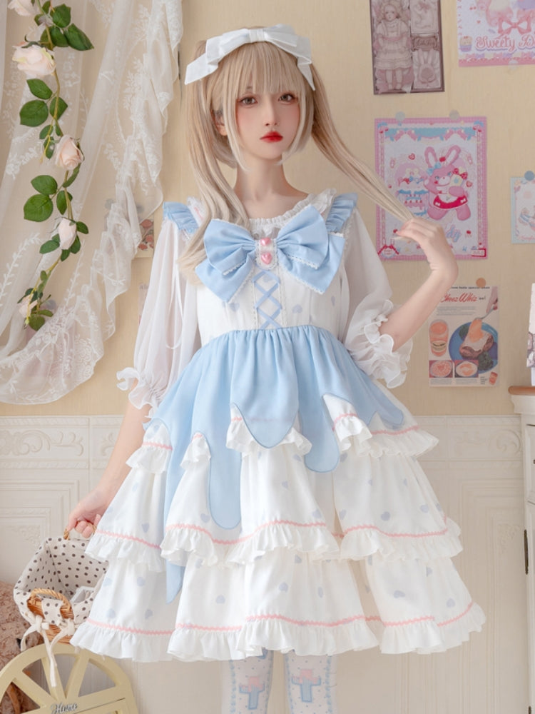 White Peach Mousse Lolita Tiered Dress EIY0022