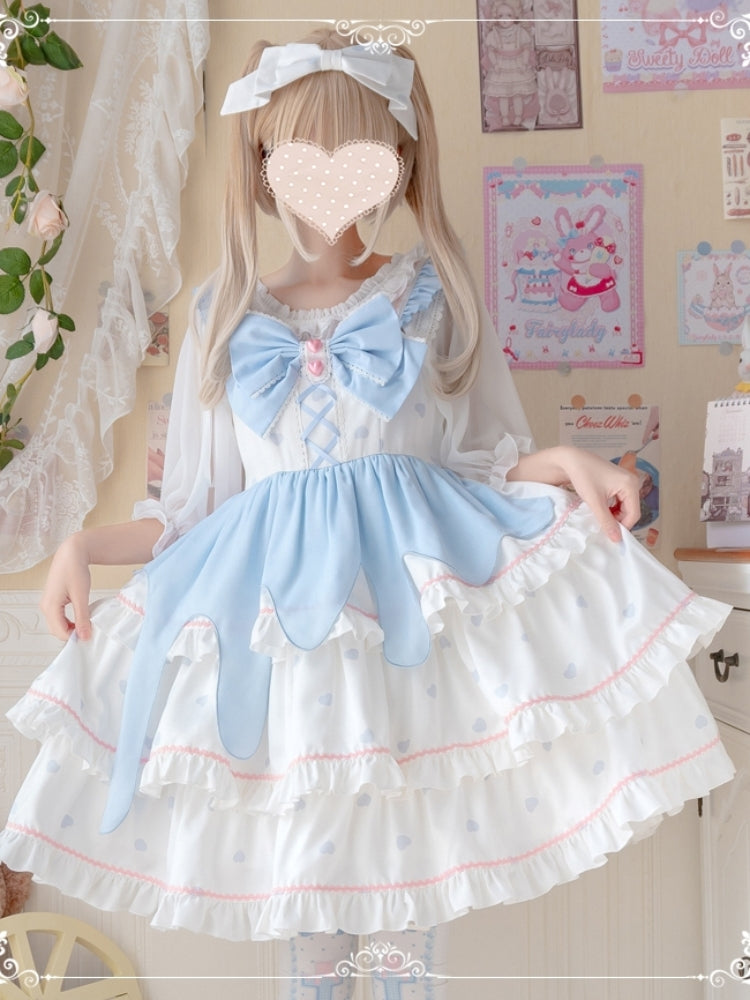 White Peach Mousse Lolita Tiered Dress EIY0022