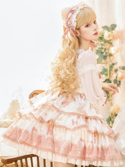 Candy Print Pink Ribbon Sweet Lolita Dress EIY0023