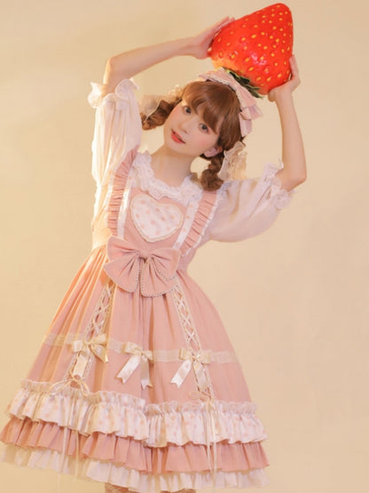 Lace-Up Frill Big Ribbon Sweet Dress EIY0024