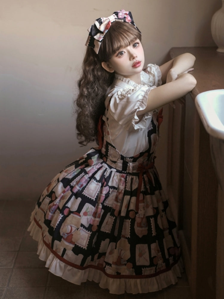 Retro Print Sweet Suspender Dress EIY0027