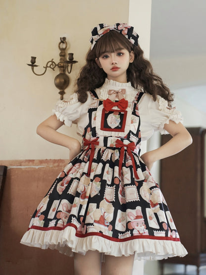 Retro Print Sweet Suspender Dress EIY0027