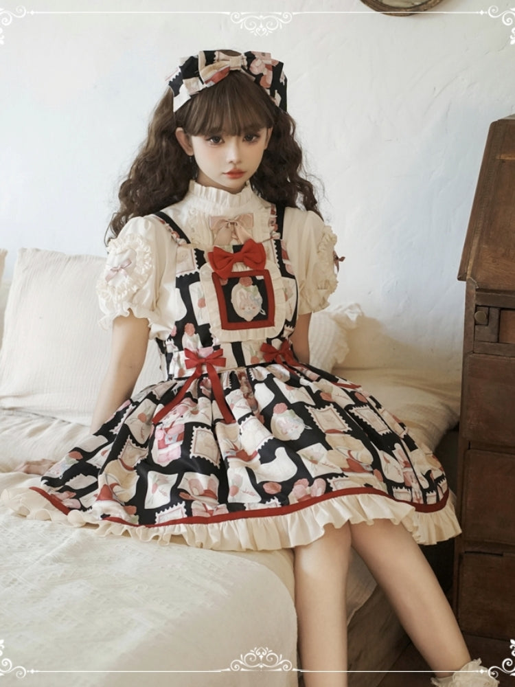 Retro Print Sweet Suspender Dress EIY0027