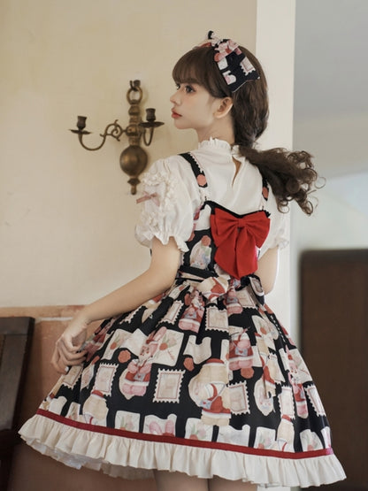 Retro Print Sweet Suspender Dress EIY0027