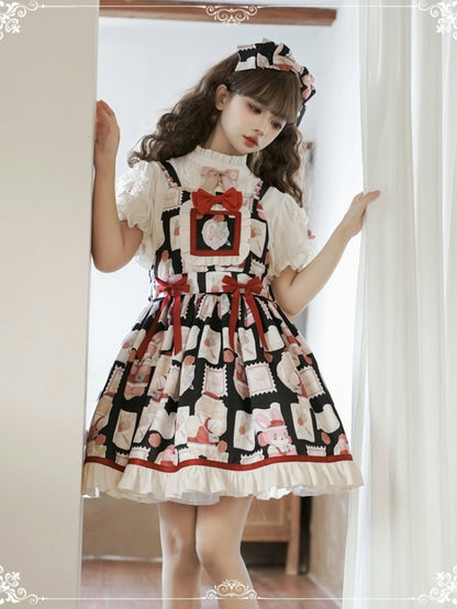 Retro Print Sweet Suspender Dress EIY0027