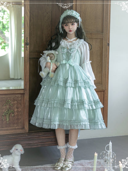 Being Green Shiny Tiered Lolita Dress EIY0031