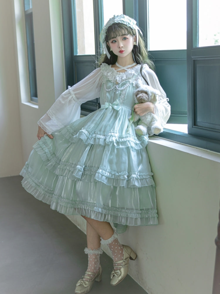 Being Green Shiny Tiered Lolita Dress EIY0031