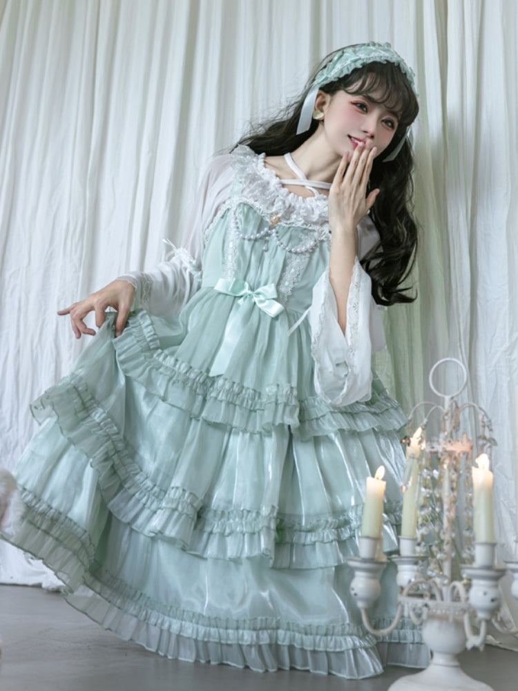 Being Green Shiny Tiered Lolita Dress EIY0031