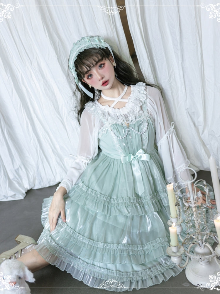 Being Green Shiny Tiered Lolita Dress EIY0031