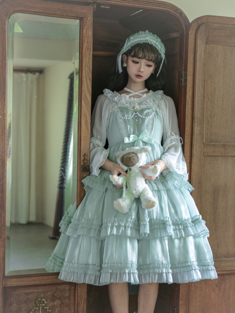 Being Green Shiny Tiered Lolita Dress EIY0031