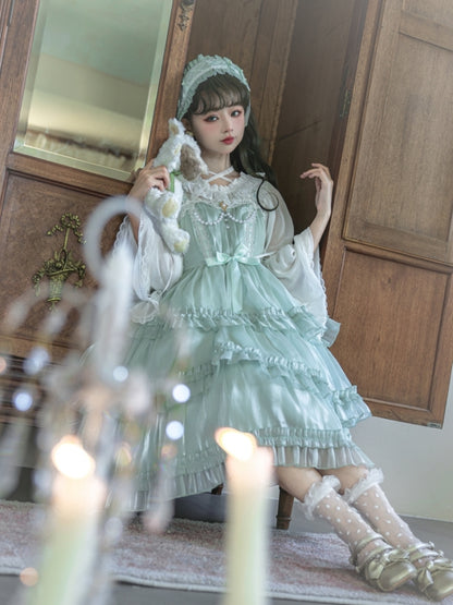 Being Green Shiny Tiered Lolita Dress EIY0031