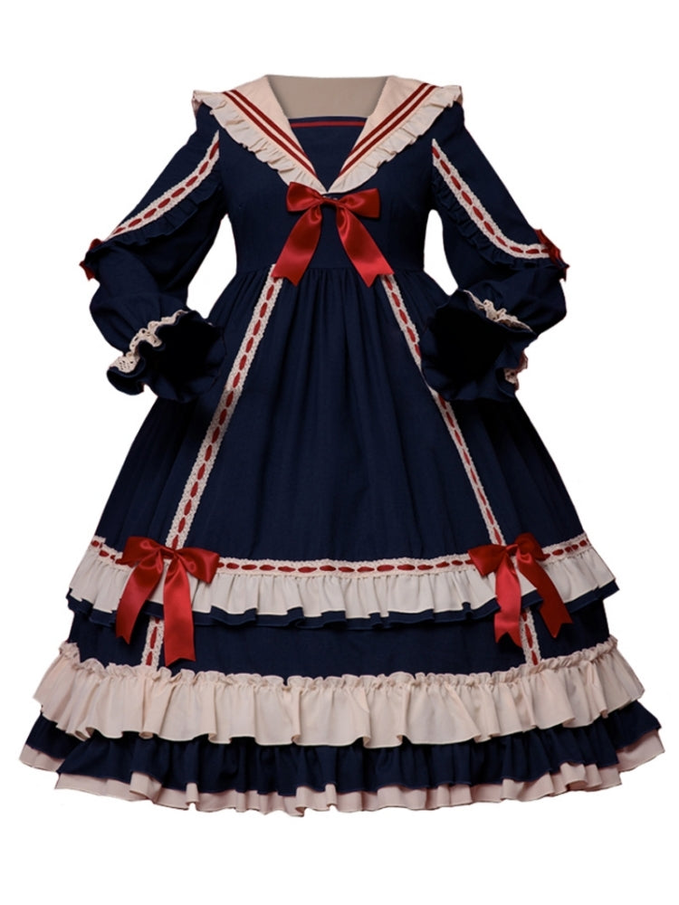 Sailor Collar Palace-Style High Waist Lolita Princess Dress EIY0035