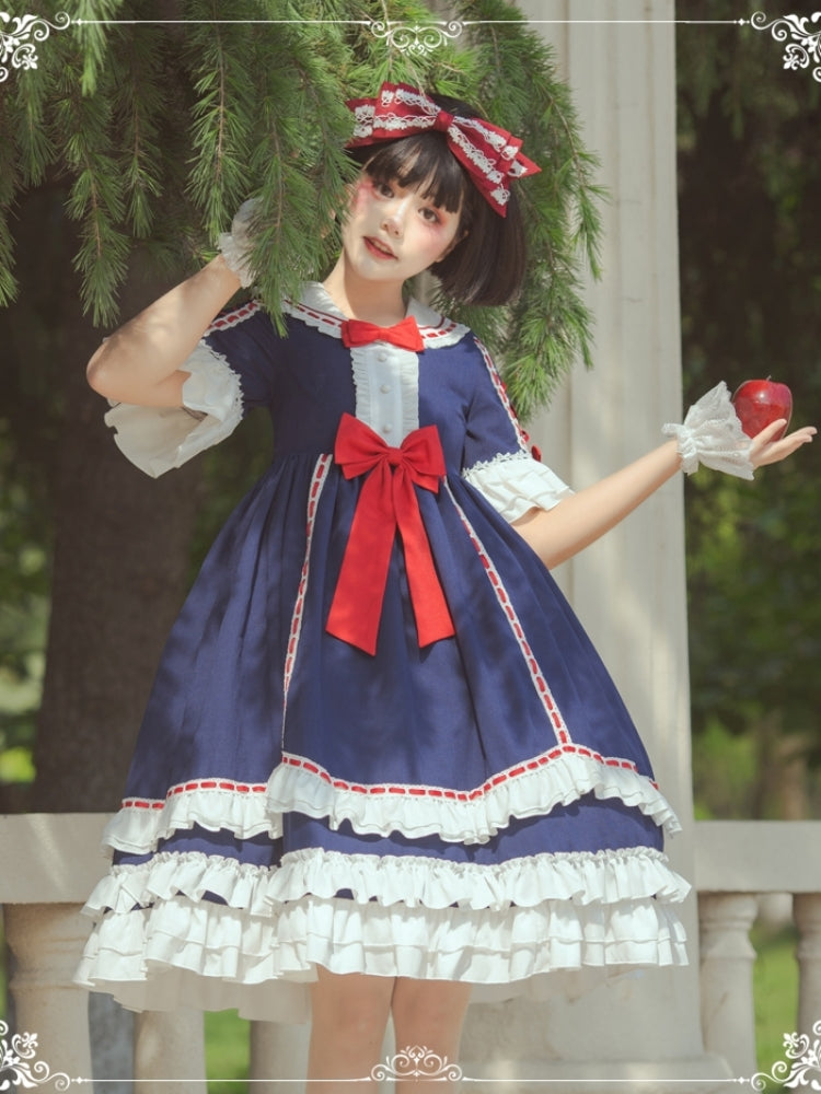 Snow White-Style Short Sleeve High Waist Lolita Dress EIY0037