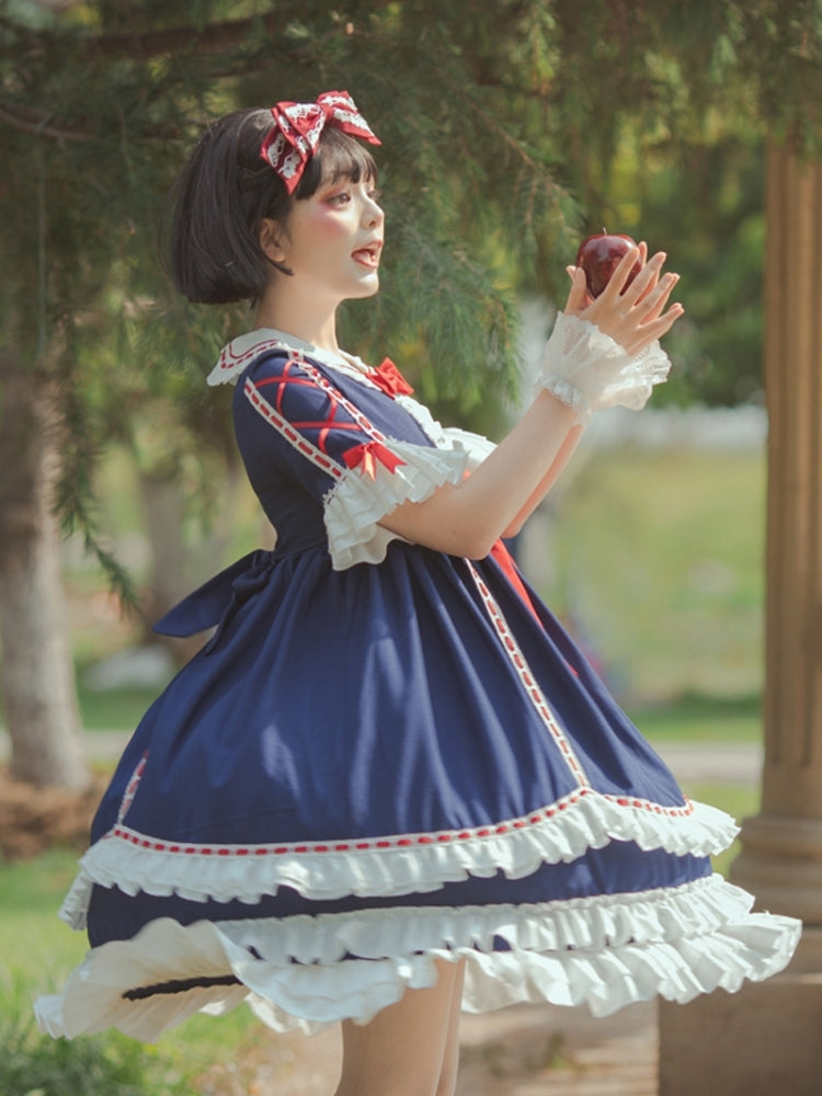 Snow White-Style Short Sleeve High Waist Lolita Dress EIY0037