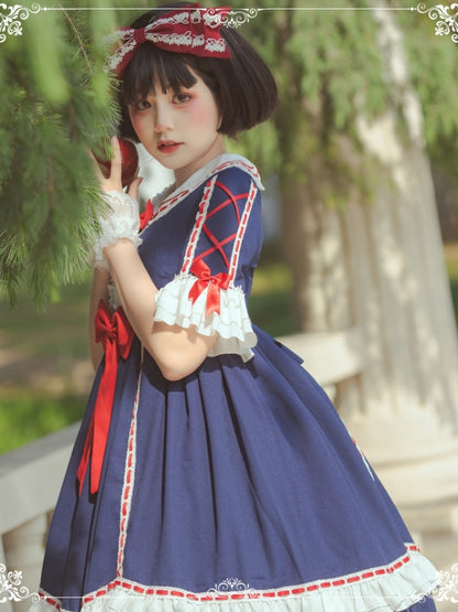 Snow White-Style Short Sleeve High Waist Lolita Dress EIY0037