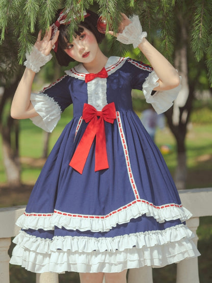 Snow White-Style Short Sleeve High Waist Lolita Dress EIY0037