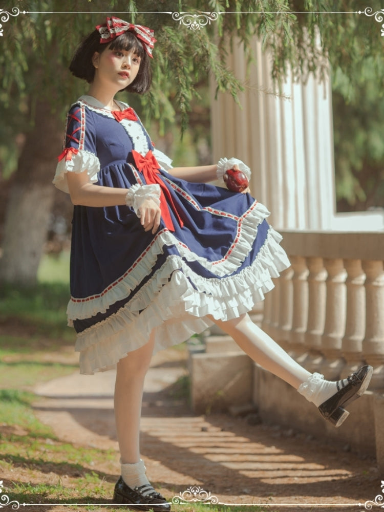 Snow White-Style Short Sleeve High Waist Lolita Dress EIY0037