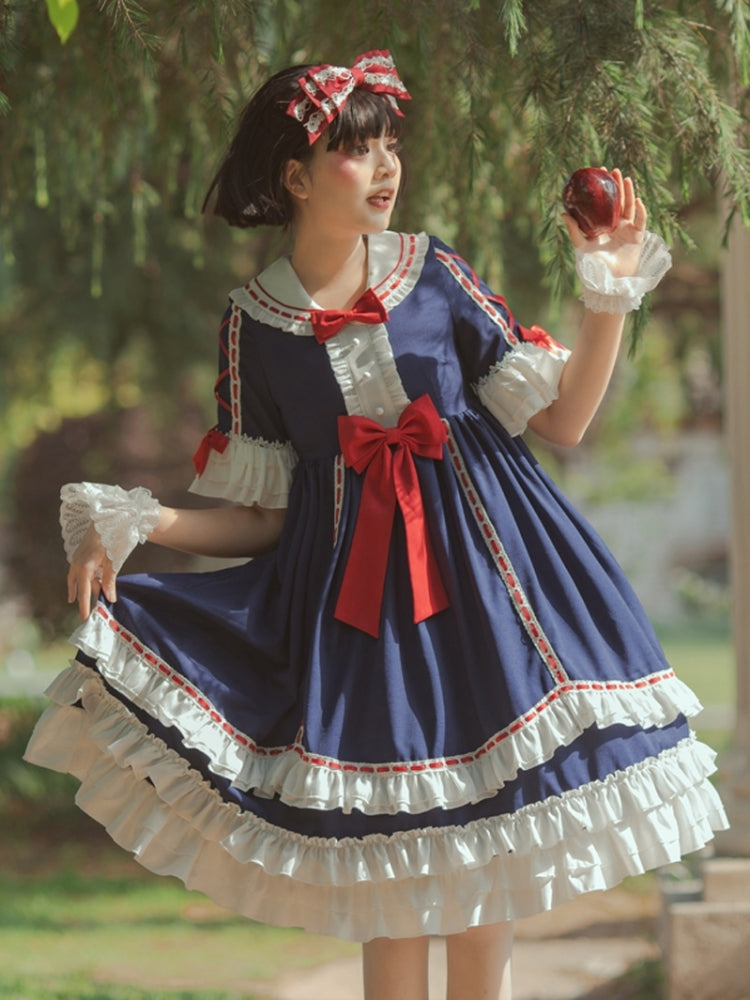 Snow White-Style Short Sleeve High Waist Lolita Dress EIY0037