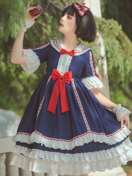 Snow White-Style Short Sleeve High Waist Lolita Dress EIY0037