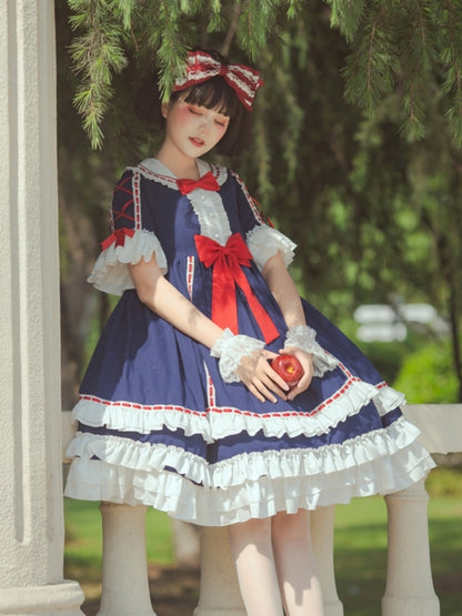 Snow White-Style Short Sleeve High Waist Lolita Dress EIY0037