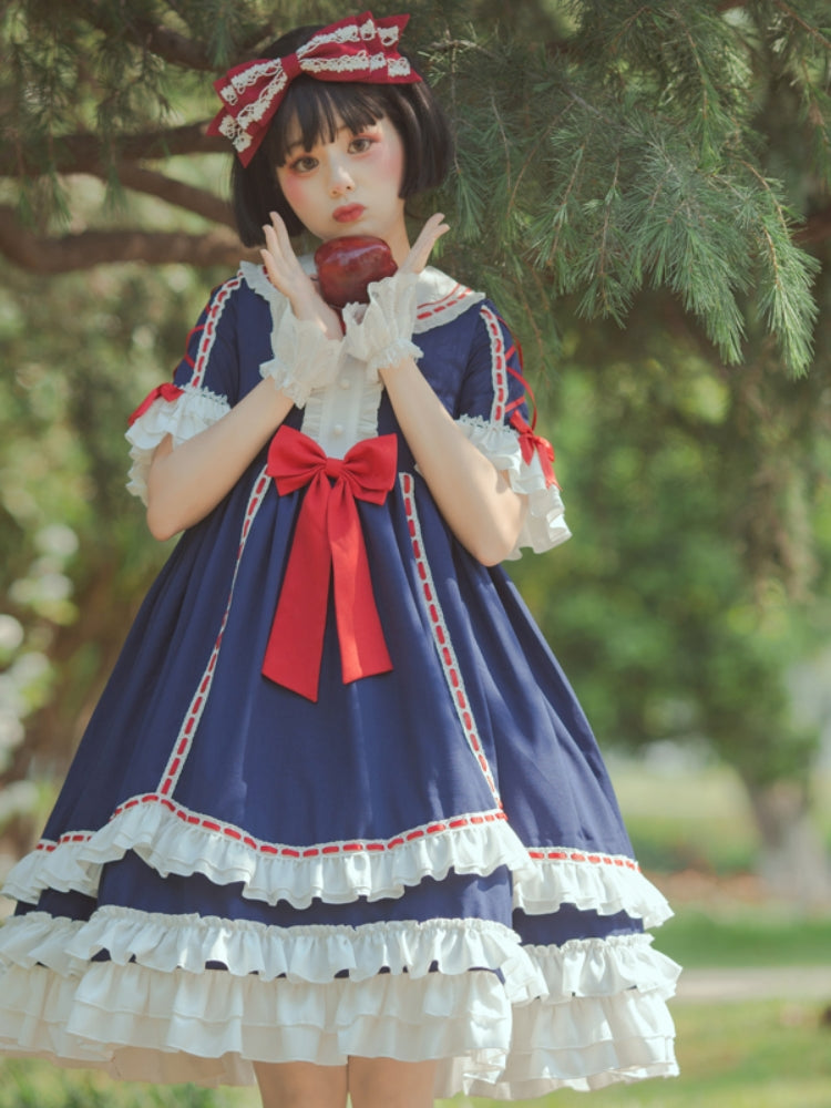 Snow White-Style Short Sleeve High Waist Lolita Dress EIY0037