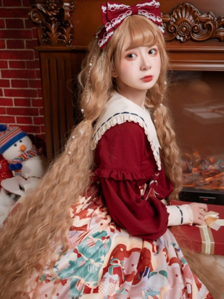 Christmas Bear Print Red Lolita Dress EIY0045