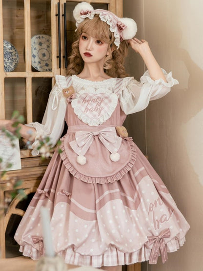 Polka Dot Pink Frill Draped Dress EIY0049