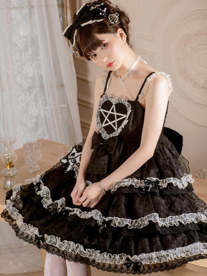 Star Black Dot Tulle Camisole Dress EIY0050