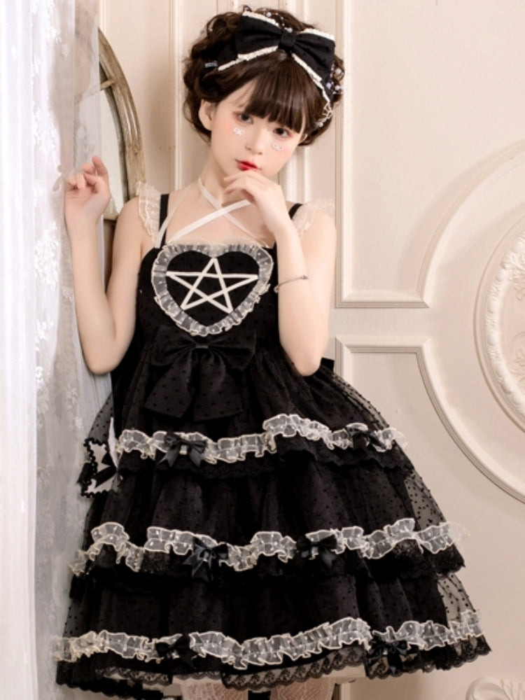 Star Black Dot Tulle Camisole Dress EIY0050