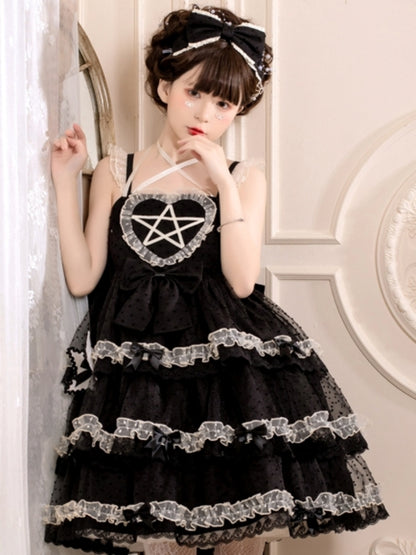 Star Black Dot Tulle Camisole Dress EIY0050