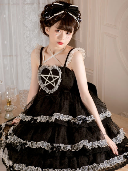 Star Black Dot Tulle Camisole Dress EIY0050