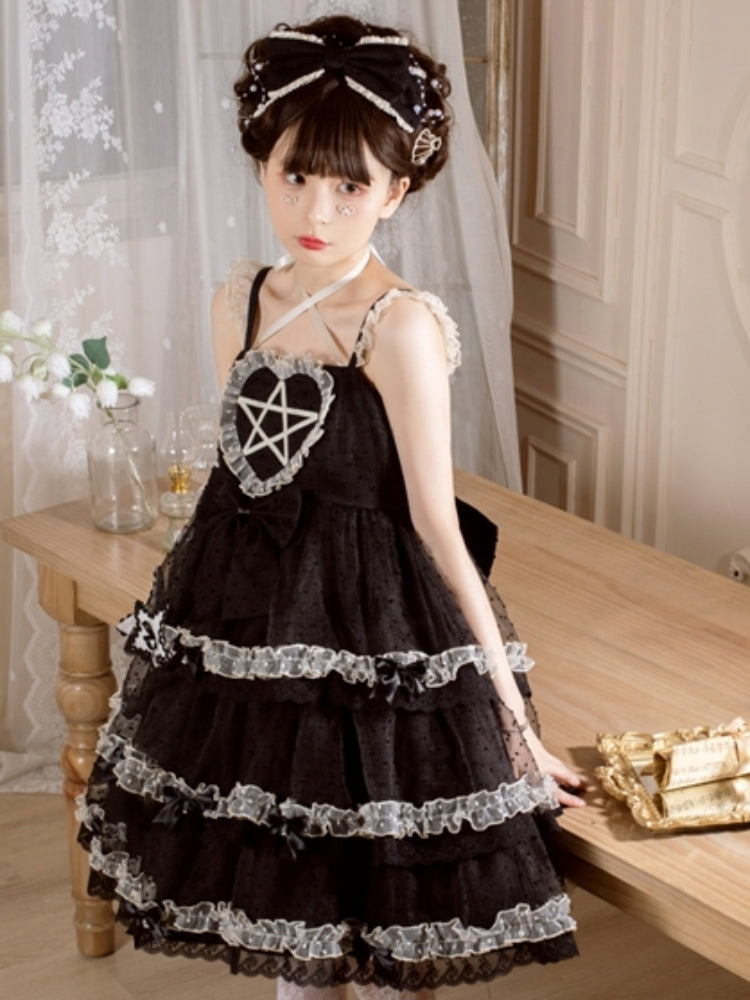 Star Black Dot Tulle Camisole Dress EIY0050