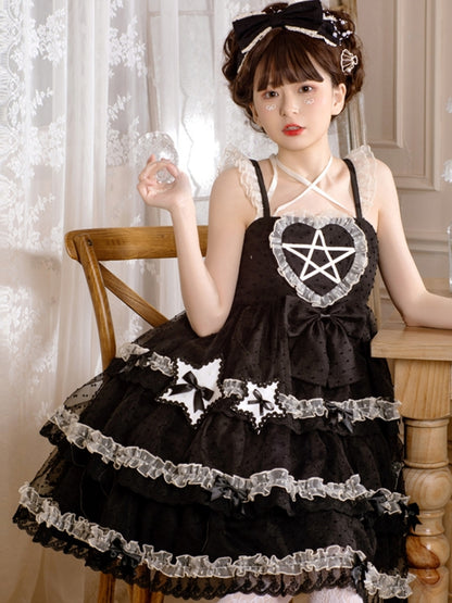 Star Black Dot Tulle Camisole Dress EIY0050