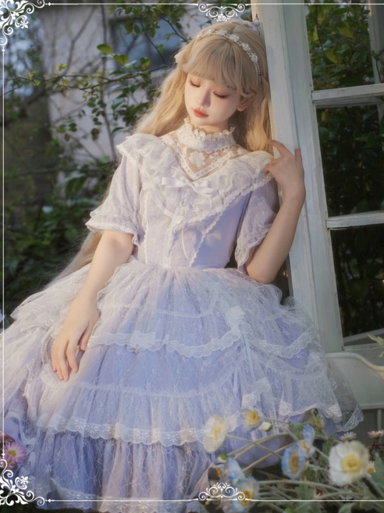 Light Blue Short Sleeve Princess Lolita Dress EIY0013